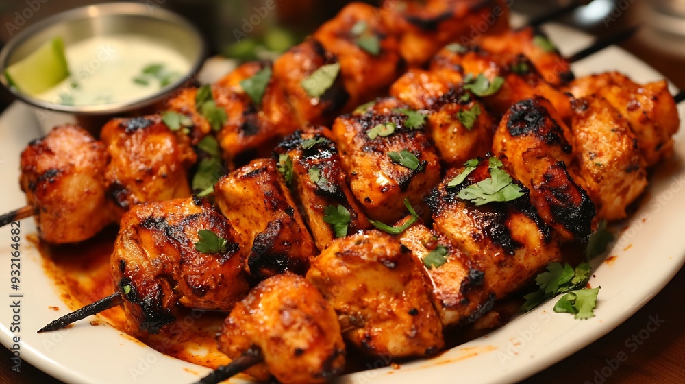 Grilled Chicken Skewers with Cilantro and Creamy Dip Grilled Chicken Skewers with Cilantro and Creamy Dip