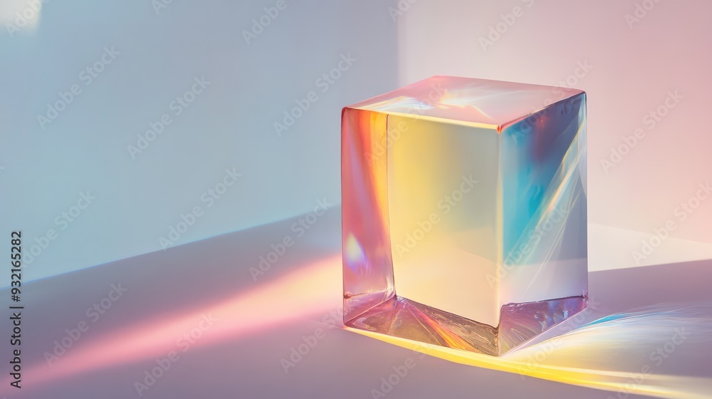A translucent object placed on a white background, showing how light and color shift our perception. A translucent object placed on a white background, showing how light and color shift our perception.