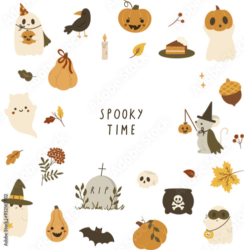 Vector illustration card with Halloween elements