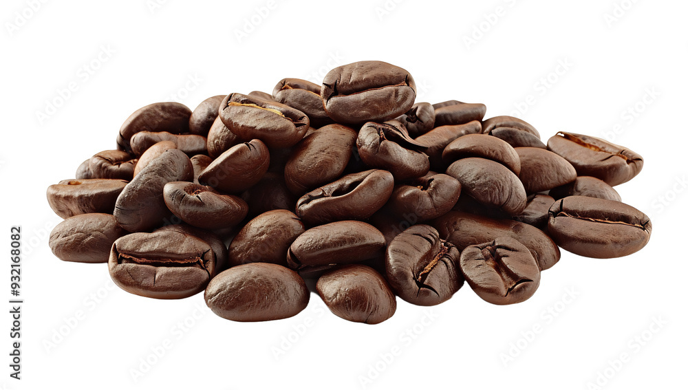 A pile of coffee beans isolated on a transparent background A pile of coffee beans isolated on a transparent background
