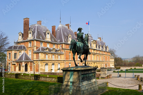 Equestrian statue of Ferdinand the Duke of Orleans in front of the Castle of Eu, Seine-Maritime department, Haute-Normandy region, northern France photo