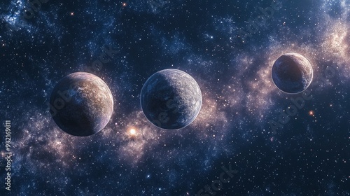 Abstract depiction of mysterious planets in the vastness of deep space