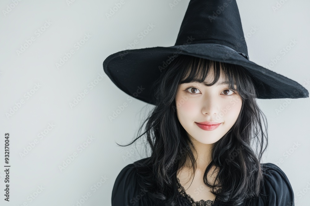 Dressed in a witch’s outfit with a pointy hat, a young woman’s confident smile embodies the mysterious and enchanting vibe perfect for Halloween celebrations. Dressed in a witch’s outfit with a pointy hat, a young woman’s confident smile embodies the mysterious and enchanting vibe perfect for Halloween celebrations.