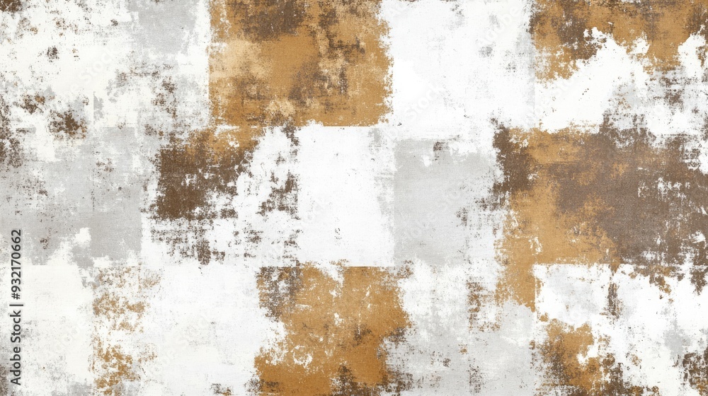 Abstract grunge square pattern in brown on a white backdrop Features a textured noisy design Abstract grunge square pattern in brown on a white backdrop Features a textured noisy design