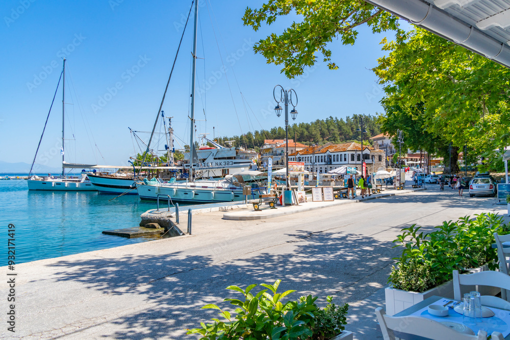 View of boats and harbour in Thassos Town, Thassos, Aegean Sea, Greek Islands, Greece View of boats and harbour in Thassos Town, Thassos, Aegean Sea, Greek Islands, Greece