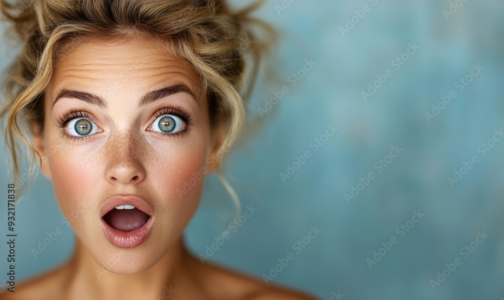 Surprised Woman with Big Beautiful Eyes – Close-Up Portrait Surprised Woman with Big Beautiful Eyes – Close-Up Portrait