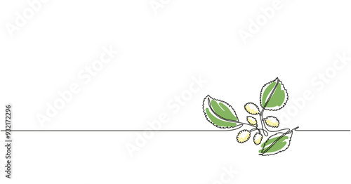 Simple vector illustration with the branch of white mulberry. Outline art with mulberry.