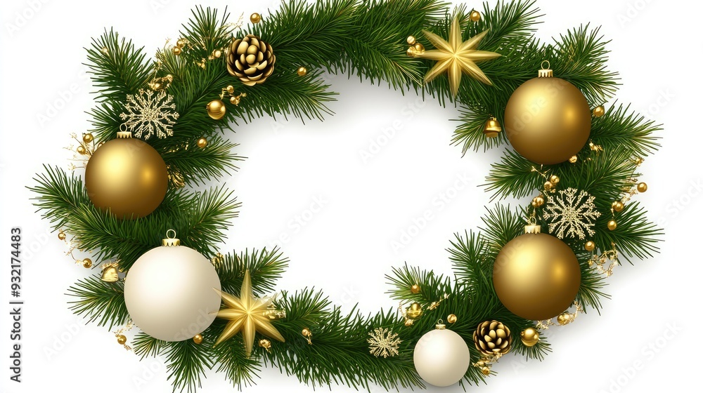 This Christmas wreath features elegant golden decorations, perfect for adding a festive touch to your holiday decor This Christmas wreath features elegant golden decorations, perfect for adding a festive touch to your holiday decor