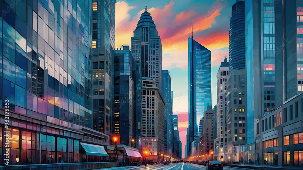 Obraz premium skyscraper office building abstract backgrounds illustration