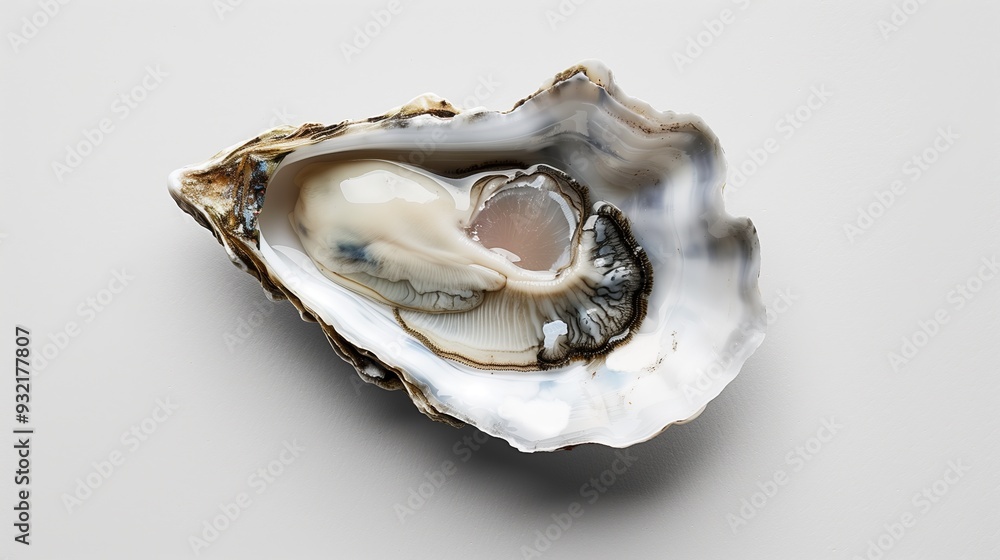 Naklejka premium Fresh appetizing oyster on a white background, isolated