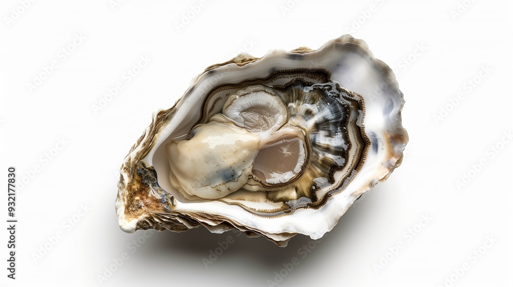 Fresh appetizing oyster on a white background, isolated Fresh appetizing oyster on a white background, isolated