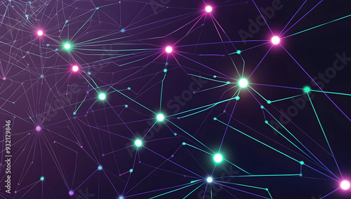 Wallpaper Mural A digital neural network with interconnected, glowing nodes floating against a dark, starry background Torontodigital.ca