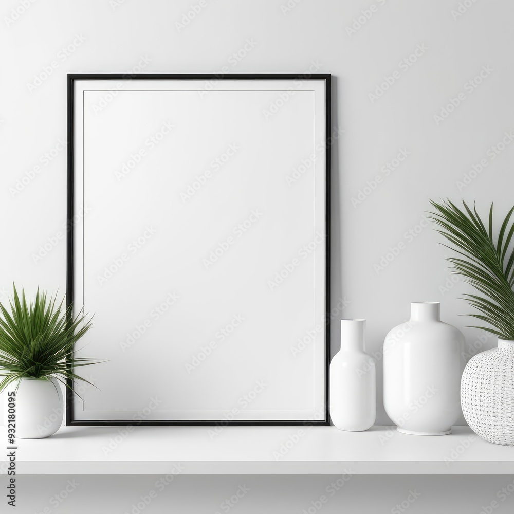 close up of mockup poster frame with modern minimalist interior background in bright white color, 3d rendering close up of mockup poster frame with modern minimalist interior background in bright white color, 3d rendering