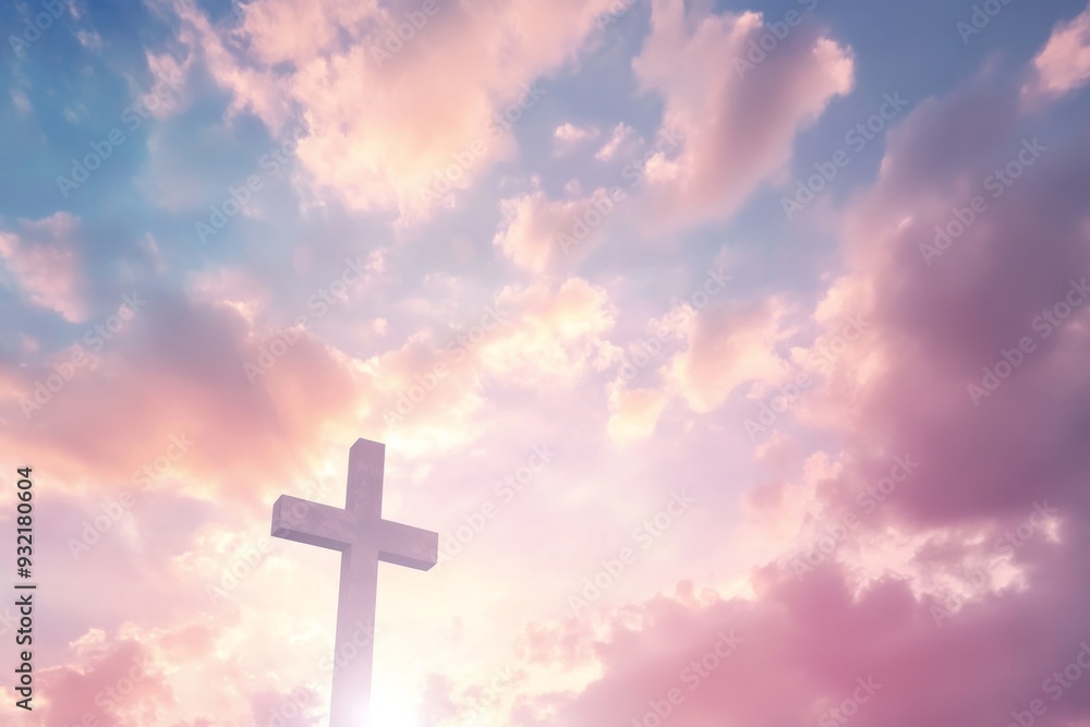 Christian cross against clouds and sky. Religion and worship concept. Christian cross against clouds and sky. Religion and worship concept.