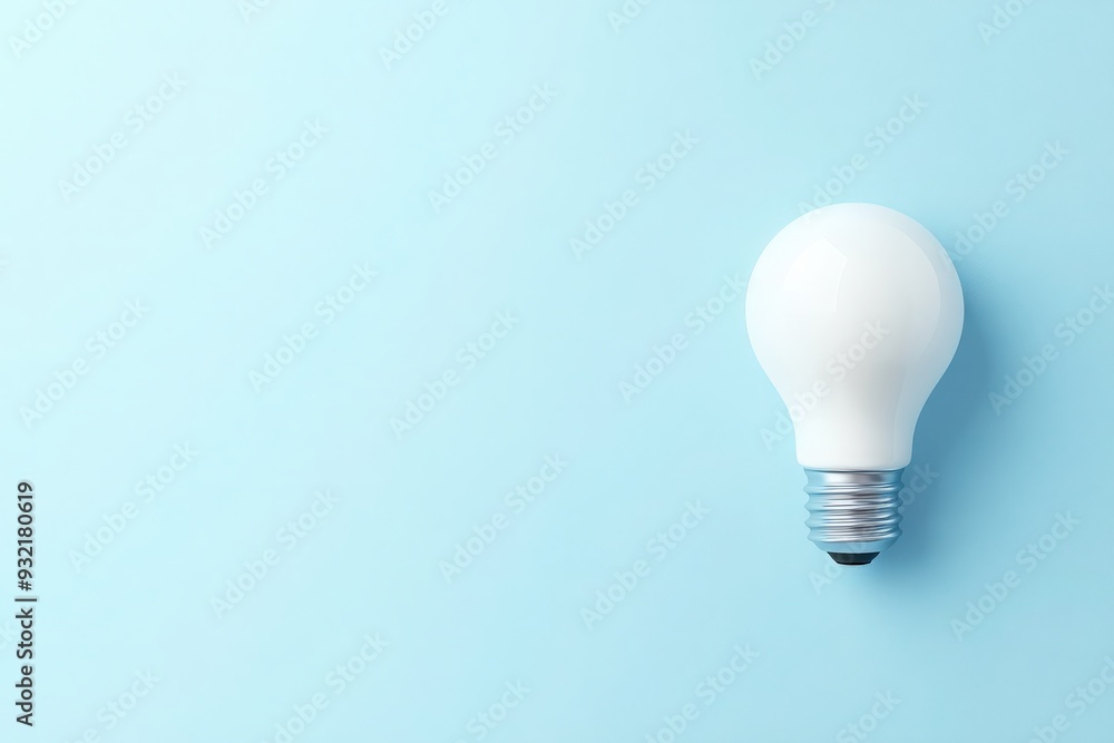 A solitary lightbulb rests against a calming blue backdrop, symbolizing creativity and inspiration in a simple yet elegant manner. A solitary lightbulb rests against a calming blue backdrop, symbolizing creativity and inspiration in a simple yet elegant manner.