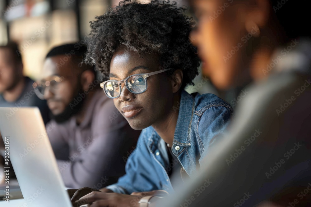 A diverse group of professionals engages in teamwork at a stylish office, focusing intently on their tasks with laptops open and ideas flowing. A diverse group of professionals engages in teamwork at a stylish office, focusing intently on their tasks with laptops open and ideas flowing.