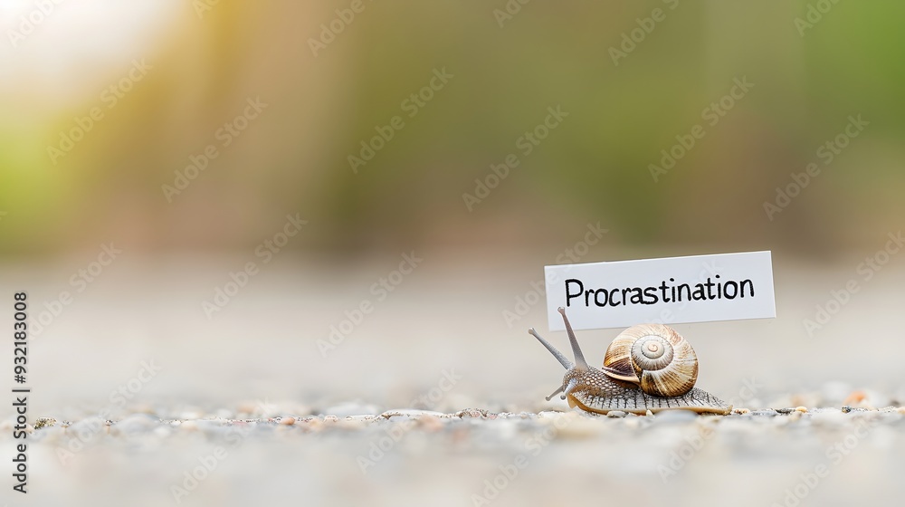 Obraz premium snail labelled Procrastination