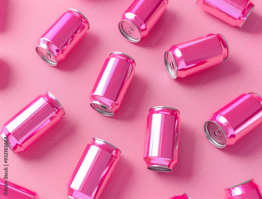 3D Rendering of Pink Soda Cans on a Pink Background 3D Rendering of Pink Soda Cans on a Pink Background