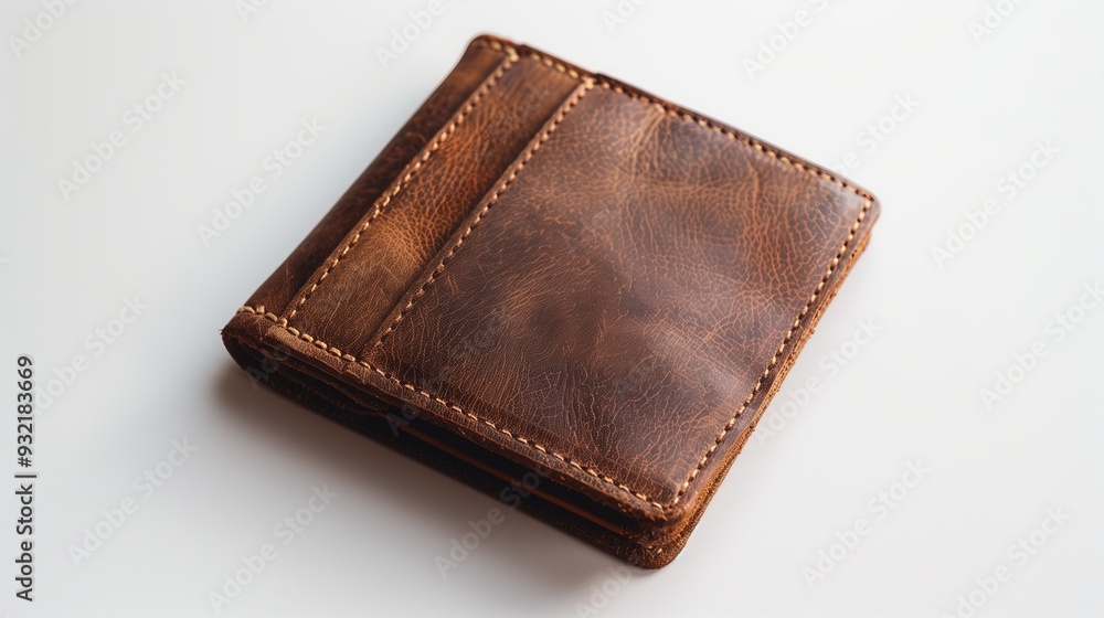 Dark brown leather wallet on a white background Dark brown leather wallet on a white background