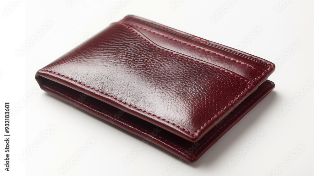 Dark red leather wallet on a white background Dark red leather wallet on a white background