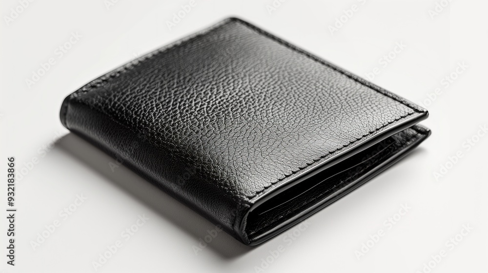 Black leather wallet on a white background Black leather wallet on a white background