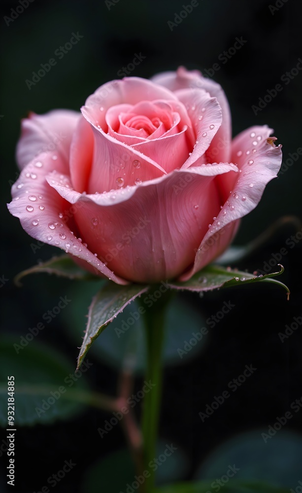pink rose with water droplets pink rose with water droplets