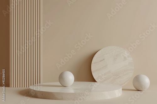 Minimalist Beige Background with Geometric Shapes