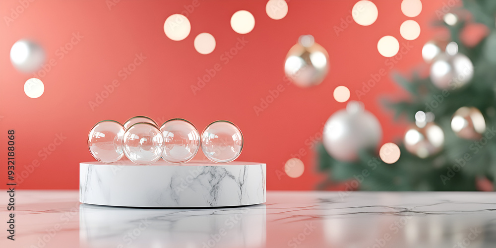 White Marble Table with Three Spherical Objects White Marble Table with Three Spherical Objects
