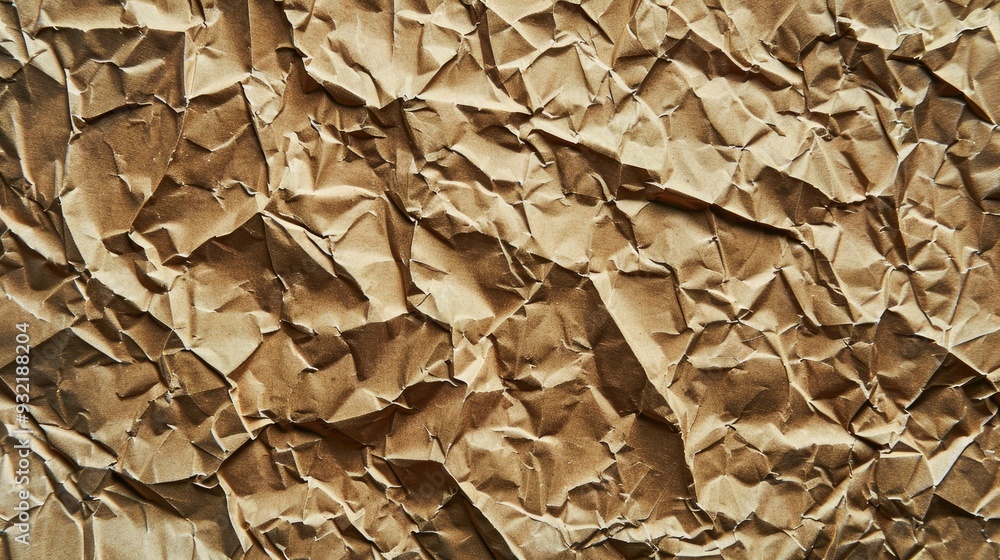 Textured surface of crumpled brown cardboard Textured surface of crumpled brown cardboard
