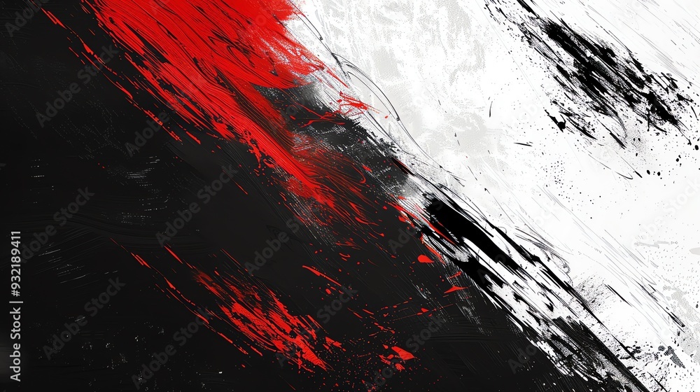 Red, white, and black abstract grunge background texture with brush strokes and paint splatters. Red, white, and black abstract grunge background texture with brush strokes and paint splatters.