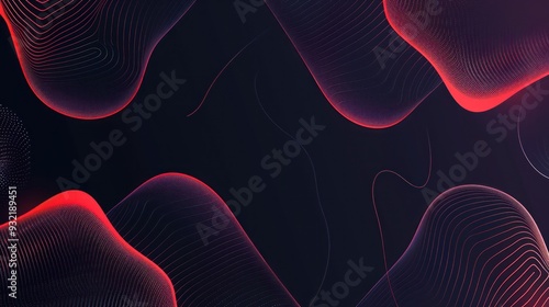 Abstract Background with Red Lines and Waves