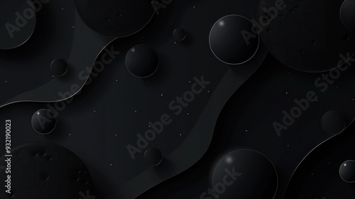 Abstract Black Background with 3D Shapes