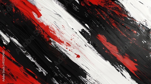 Abstract red and black paint strokes on a white background, dynamic and expressive design.