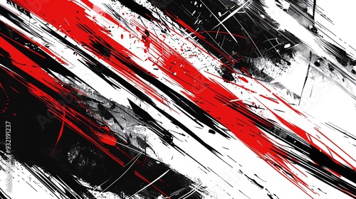 Abstract red and black paint strokes on a white background, dynamic and expressive design.