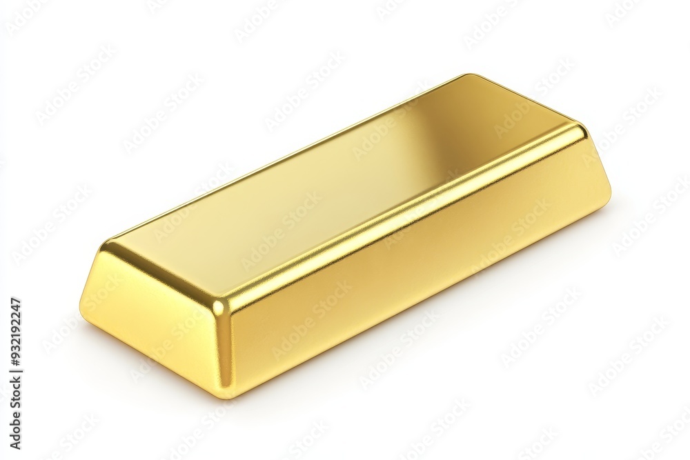 Shiny Gold Bar Isolated on White Background - A single gold bar, symbolic of wealth, prosperity, financial security, success, and investment. Shiny Gold Bar Isolated on White Background - A single gold bar, symbolic of wealth, prosperity, financial security, success, and investment.