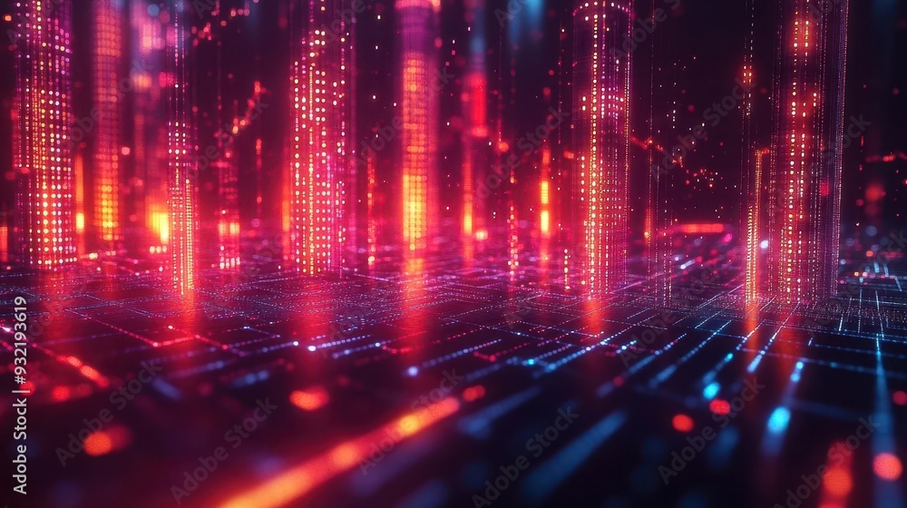 futuristic stock market data visualization glowing 3d charts and graphs floating in dark space neon lines connecting data points representing financial growth futuristic stock market data visualization glowing 3d charts and graphs floating in dark space neon lines connecting data points representing financial growth