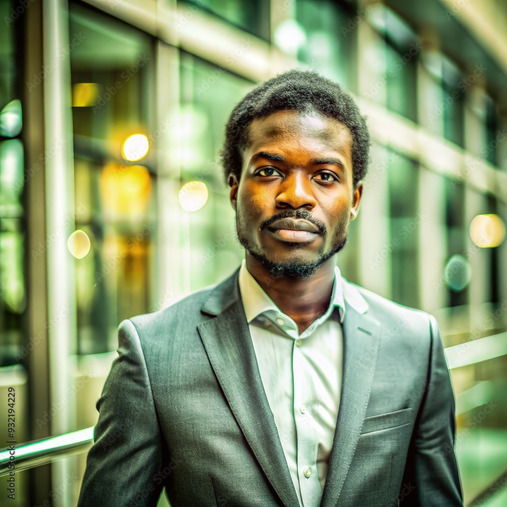 Confident man in business attire stands in a modern office environment. Generative AI Confident man in business attire stands in a modern office environment. Generative AI