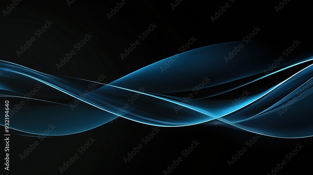 Flowing blue light waves against a black background creating a dynamic visual effect Flowing blue light waves against a black background creating a dynamic visual effect