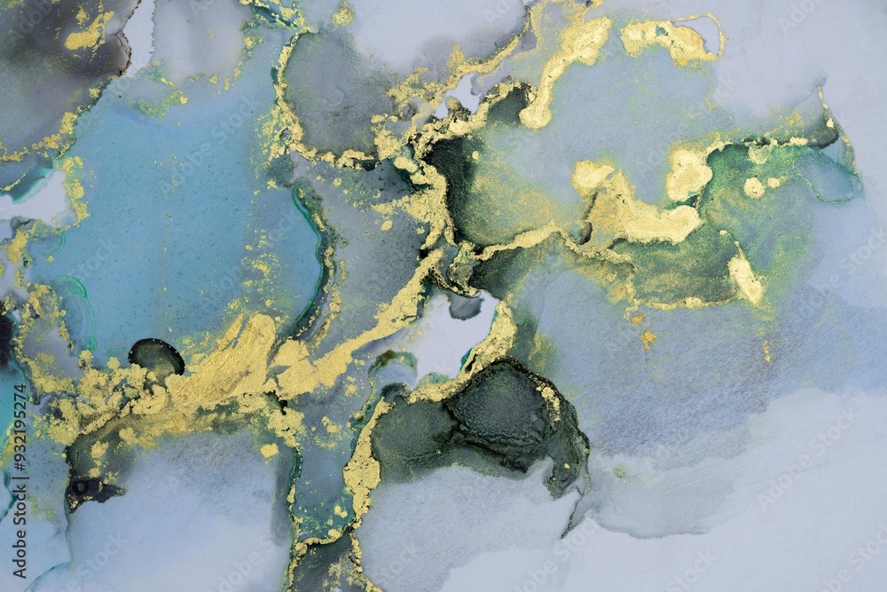 Fototapeta premium Original artwork photo of marble ink abstract art. High resolution photograph from exemplary original painting. Abstract painting was painted on HQ paper texture to create smooth marbling pattern.