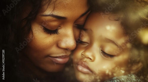 Mother and her little child embrace as healthy loving caring parenting concept