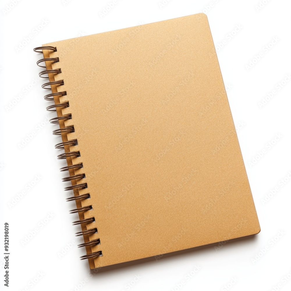 A spiral bound notebook with a tan cover A spiral bound notebook with a tan cover