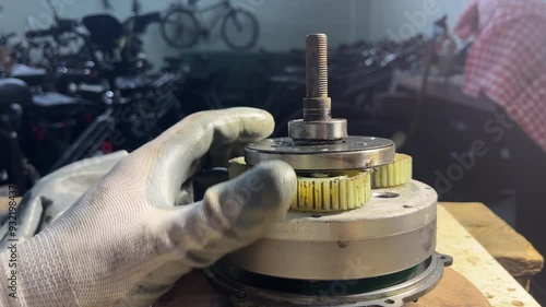 Repair of an electric motor for an electric bicycle. Electric bicycle service.