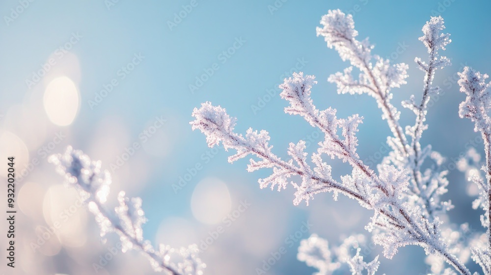 Winter background with frozen branch Winter background with frozen branch