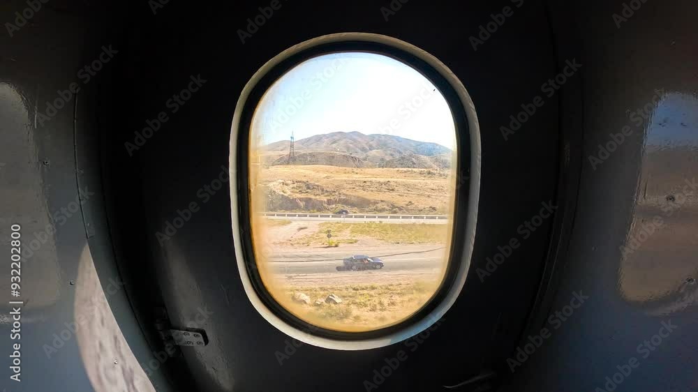 View from the vestibule of the Train through the window, Kyrgyzstan, Issyk Kul View from the vestibule of the Train through the window, Kyrgyzstan, Issyk Kul