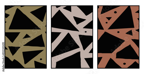 Set of 3 Abstract pattern. Illustration for printing on wall decorations. For use in graphics.