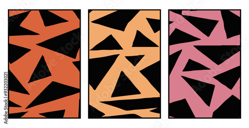 Set of 3 Abstract pattern. Illustration for printing on wall decorations. For use in graphics.