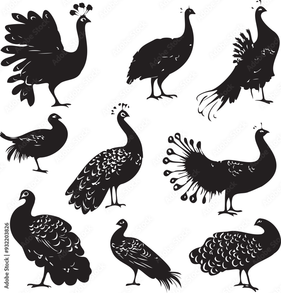 Obraz premium Beautiful peacock silhouette vector