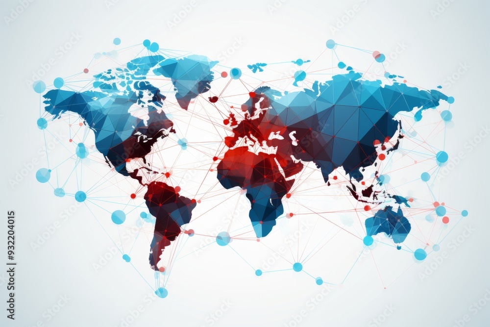 Fototapeta premium Global Network: Connected World Map Illustration