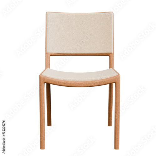 Wooden chair in modern style without background 3D render