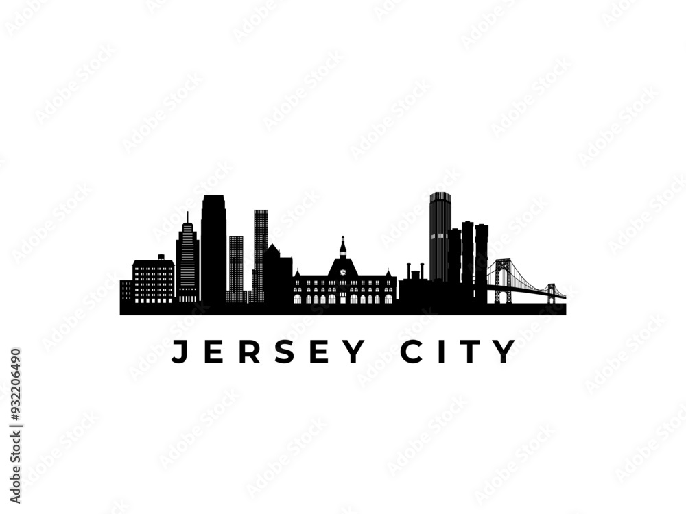 Naklejka premium Vector Jersey City skyline. Travel Jersey City famous landmarks. Business and tourism concept for presentation, banner, web site.